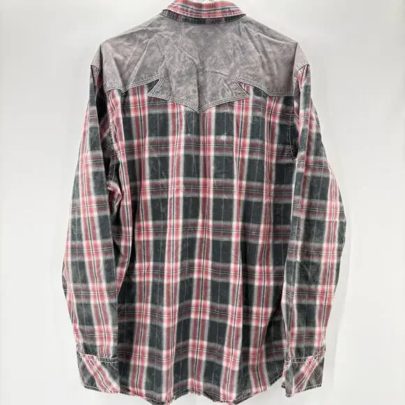 BKE Vintage Shirt Mens XL Plaid Western Pearl Snap Athletic Fit Cowboy - Picture 11 of 14